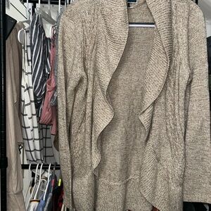 Karen Scott Cream Cardigan Sweater Waterfall Design